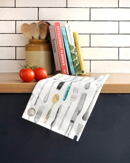 Cotton farmhouse style cutlery tea towel