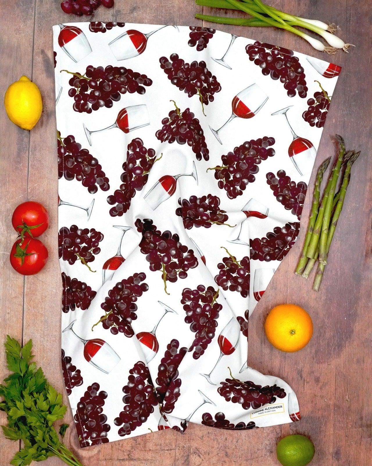 Red wine tea towel