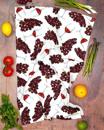 Red wine tea towel