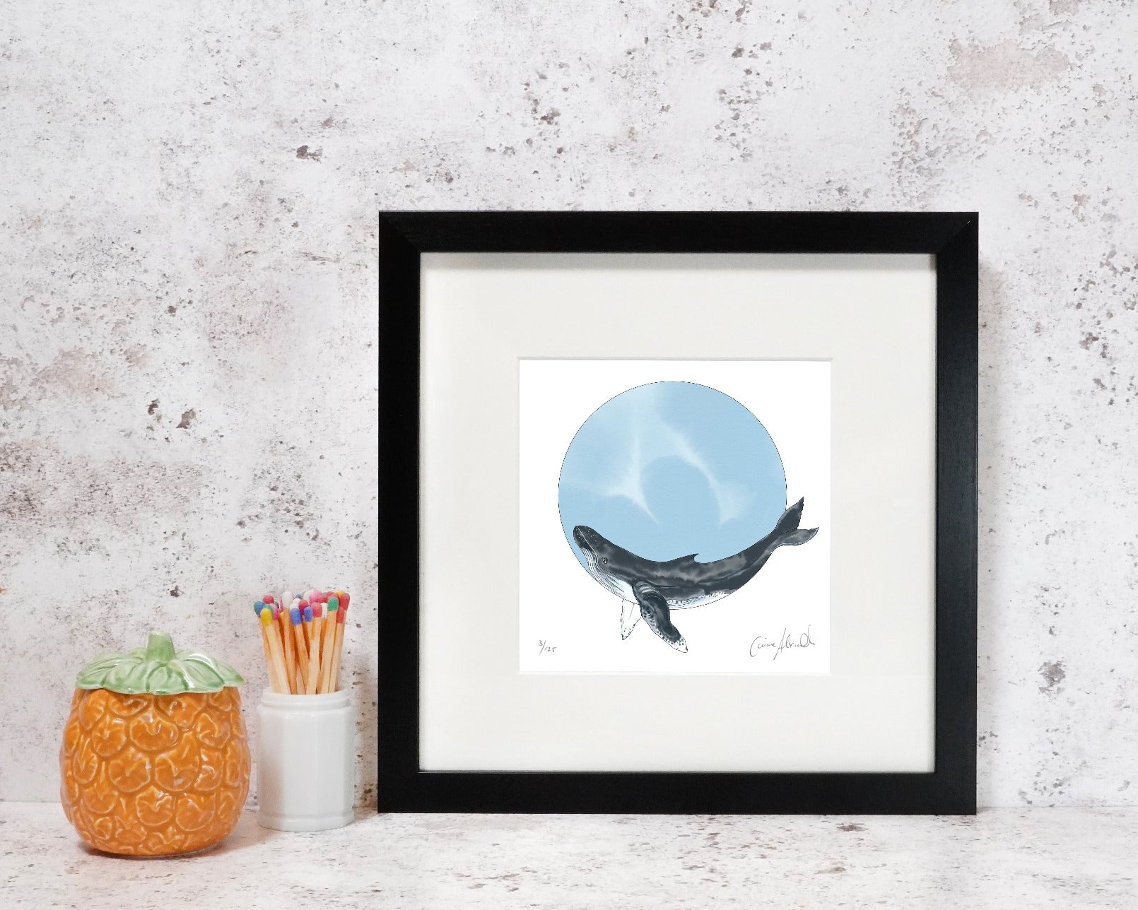 Watercolour print of a whale