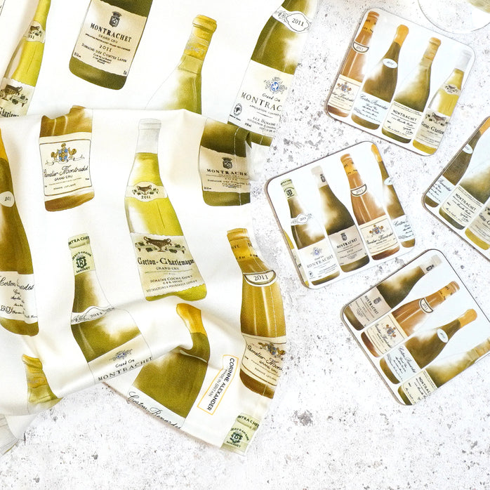 White Wine Tea towel and coaster Set